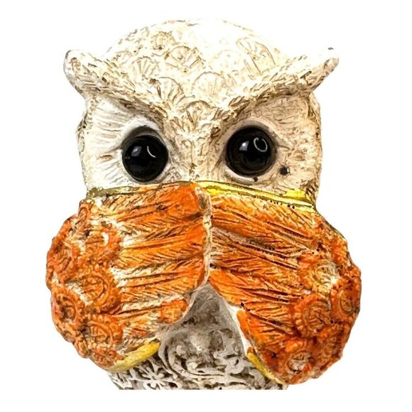 Decorative Owl Figurines Set - Orange and Gold - Picture 7 of 10